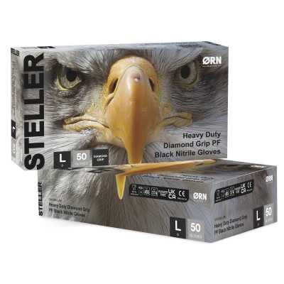 DIAMOND GRIP NITRILE GLOVES STELLAR BLACK LARGE