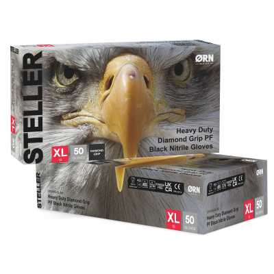 DIAMOND GRIP NITRILE GLOVES STELLER BLACK XL